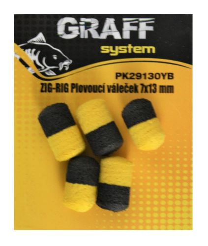 Graff Zig-Rig Plávajúci valček 7x13mm Žltá/Čierna 5ks