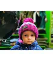 R-SPEKT Dětský kulich Maxi PomPom Beanie Modrovínový (6)