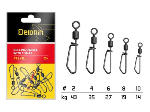 Delphin Karabínka s obratlíkom Rolling swivel with T snap