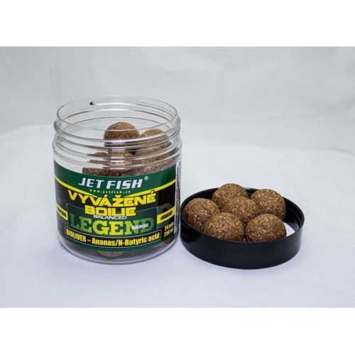 Jet Fish Vyvážené boilies Legend Range Bioliver + Ananás/N-Butyric 250ml 24mm
