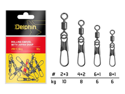 Delphin Karabínka s obratlíkom Rolling swivel with Japan snap