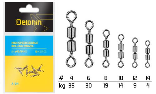 Delphin Obratlík High Speed Double Rolling Swivel A-04 10ks