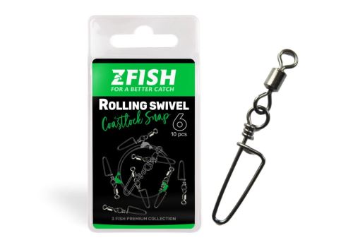 Zfish Obratlík s karabínou Rolling Swivel & Coastlock Snap