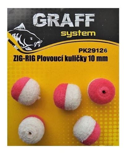 Graff Zig-Rig Plávajúce guličky 10mm Biela/Červená
