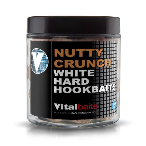 Vitalbaits Boilies Hard Hook Bait Nutty Crunch White 100g