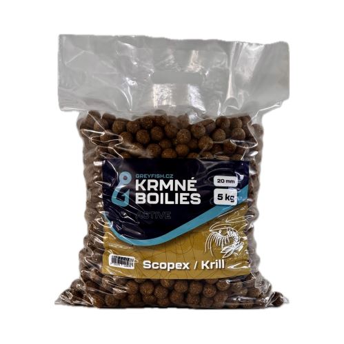 Greyfish Kŕmne boilies ACTIVE Scopex/Krill 5kg