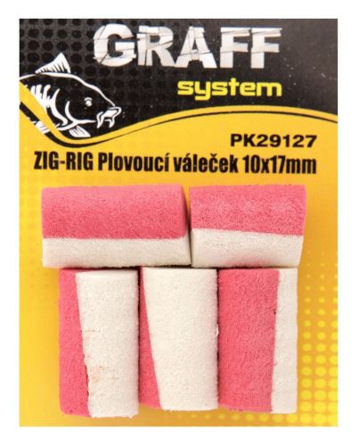 Graff Zig-Rig Plávajúci valček 10x17mm Biela/Červená 5ks