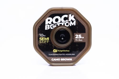 RidgeMonkey Šnúrka Connexion Rock Bottom Tungsten Coated Semi Stiff Hooklink 10m 25lb Camo