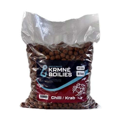Greyfish Kŕmne boilies ACTIVE Chilli/Krab 5kg