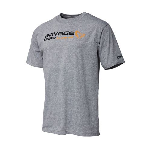 Savage Gear Tričko Signature Logo T-Shirt Grey Melange