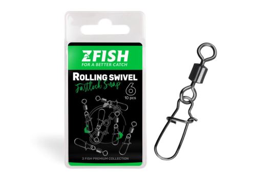 Zfish Obratlík s karabínou Rolling Swivel & Fastlock Snap