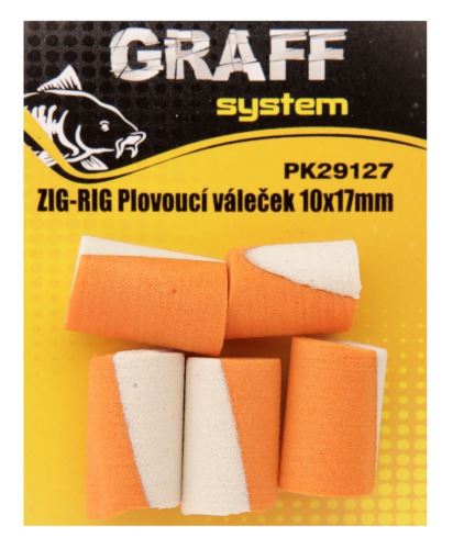 Graff Zig-Rig Plávajúci valček 10x17mm Biela/Ornažová 5ks