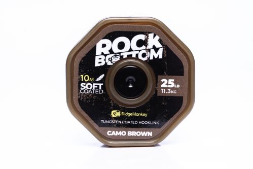 RidgeMonkey Šnúrka Connexion Rock Bottom Tungsten Coated Soft Hooklink 10m 25lb Camo Brown