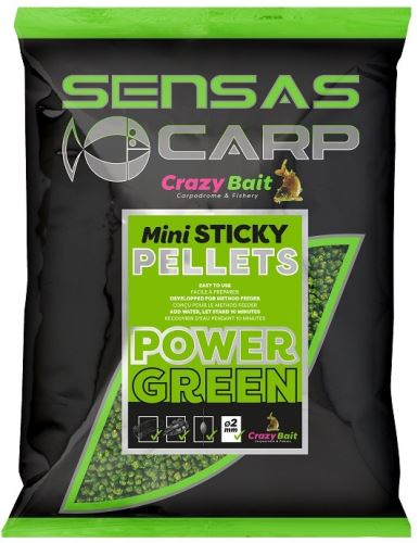 Sensas Pelety Mini Sticky Pellets Power Green 700g