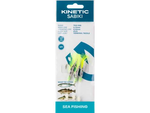 Kinetic Nadväzec Sabiki Trio Veľkosť 2/0 Chartreuse Flash