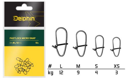 Delphin Karabínka Fastlock Micro Snap Veľkosť L 12kg 10ks