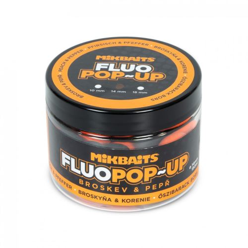 Mikbaits Plávajúce fluo boilie Broskyňa Korenie 150ml 14mm